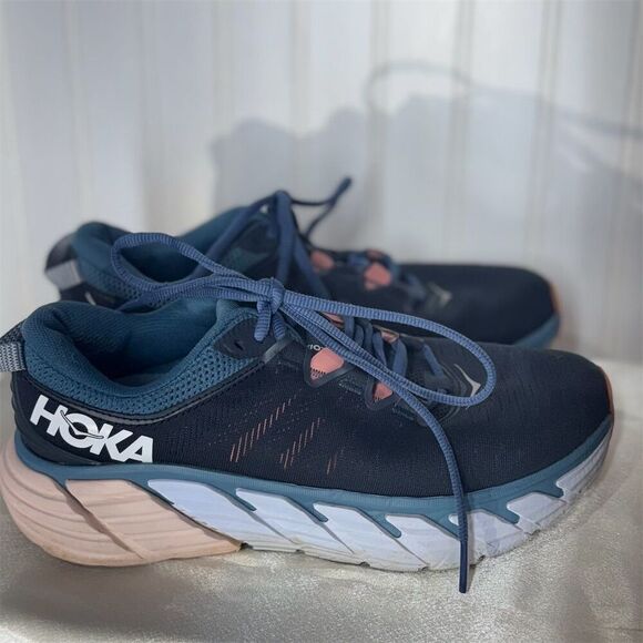 HOKA One One Gaviota 3 Women’s Running Shoes Navy Pink 8.5B Stability Trainer - Picture 4 of 9